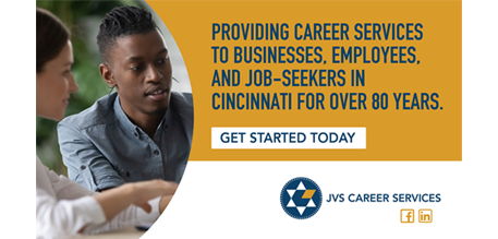 JVS Career Services banner and logo with social icons